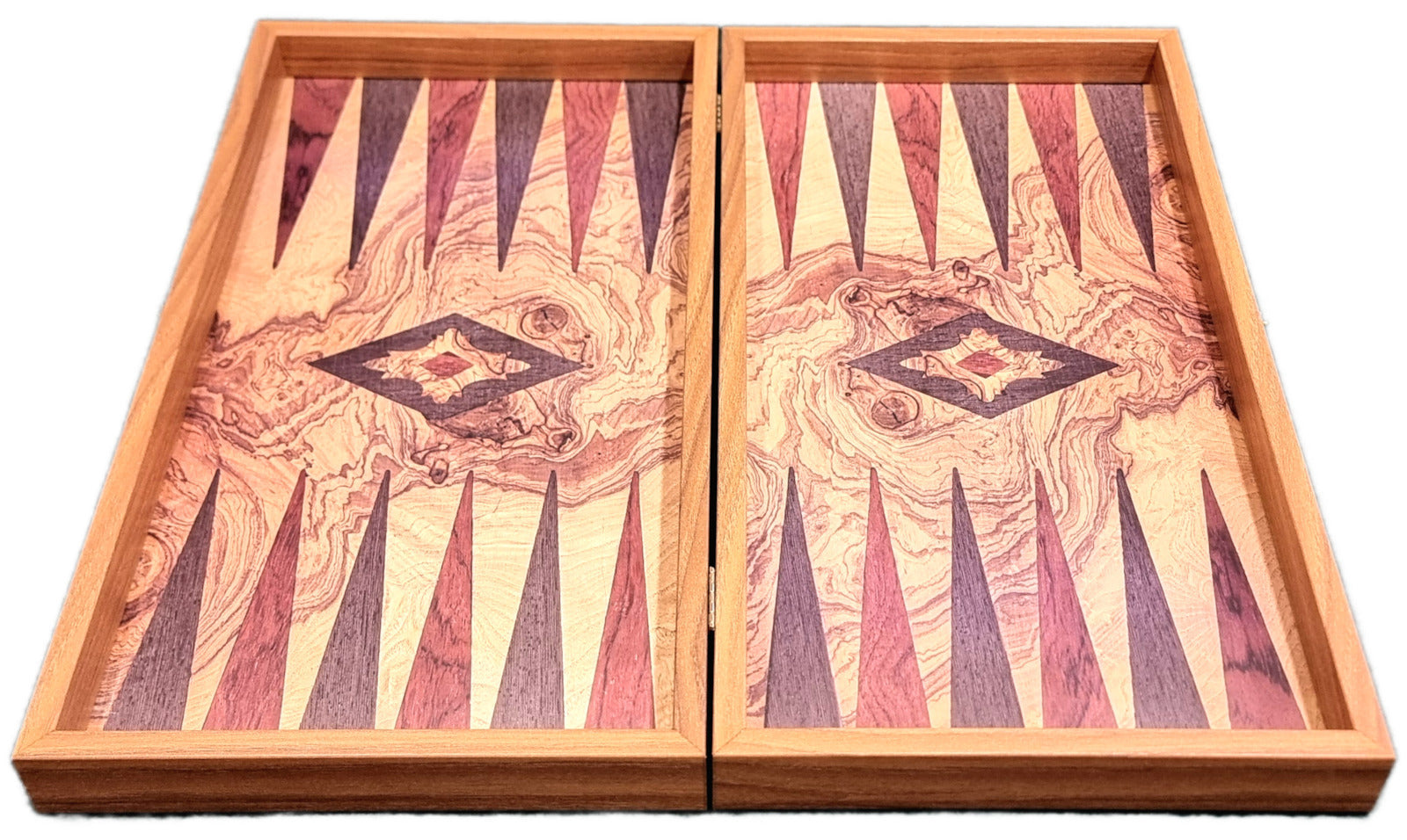 Handcrafted Backgammon Set Olive Burl Replica Wood  Large 48x52cm (by Manopoulos) (TXL1PP)