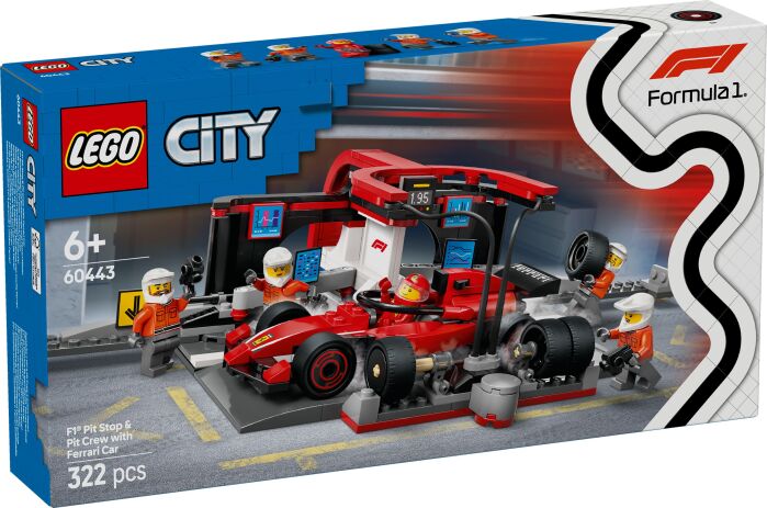 LEGO 60443 - City F1 Pit Stop &amp; Pit Crew With Ferrari Car - 401958060443 - crystallotus.eu