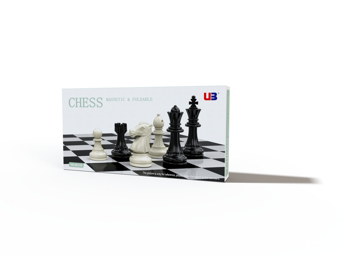 Folding Magnetic Chess With Black &amp; White Pieces (4812-B)