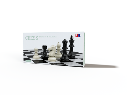 Folding Magnetic Chess With Black &amp; White Pieces (4812-B)