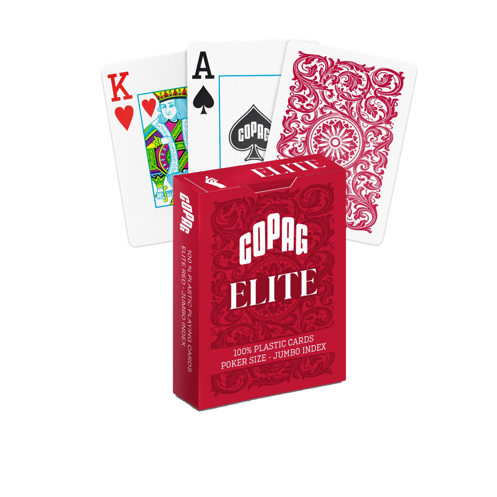 Copag - Elite 100% Plastic Poker Jumbo Index Playing Cards (Red Color)