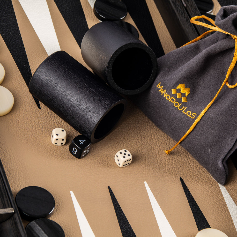 Premium Handcrafted Leatherette Mocha Brown Backgammon Set48x60cm (by Manopoulos) (BDE1BRO)