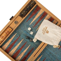 Premium Handcrafted Turquoise Natural Cork Backgammon Set with Oak Wood Checkers 48x60cm (by Manopoulos)