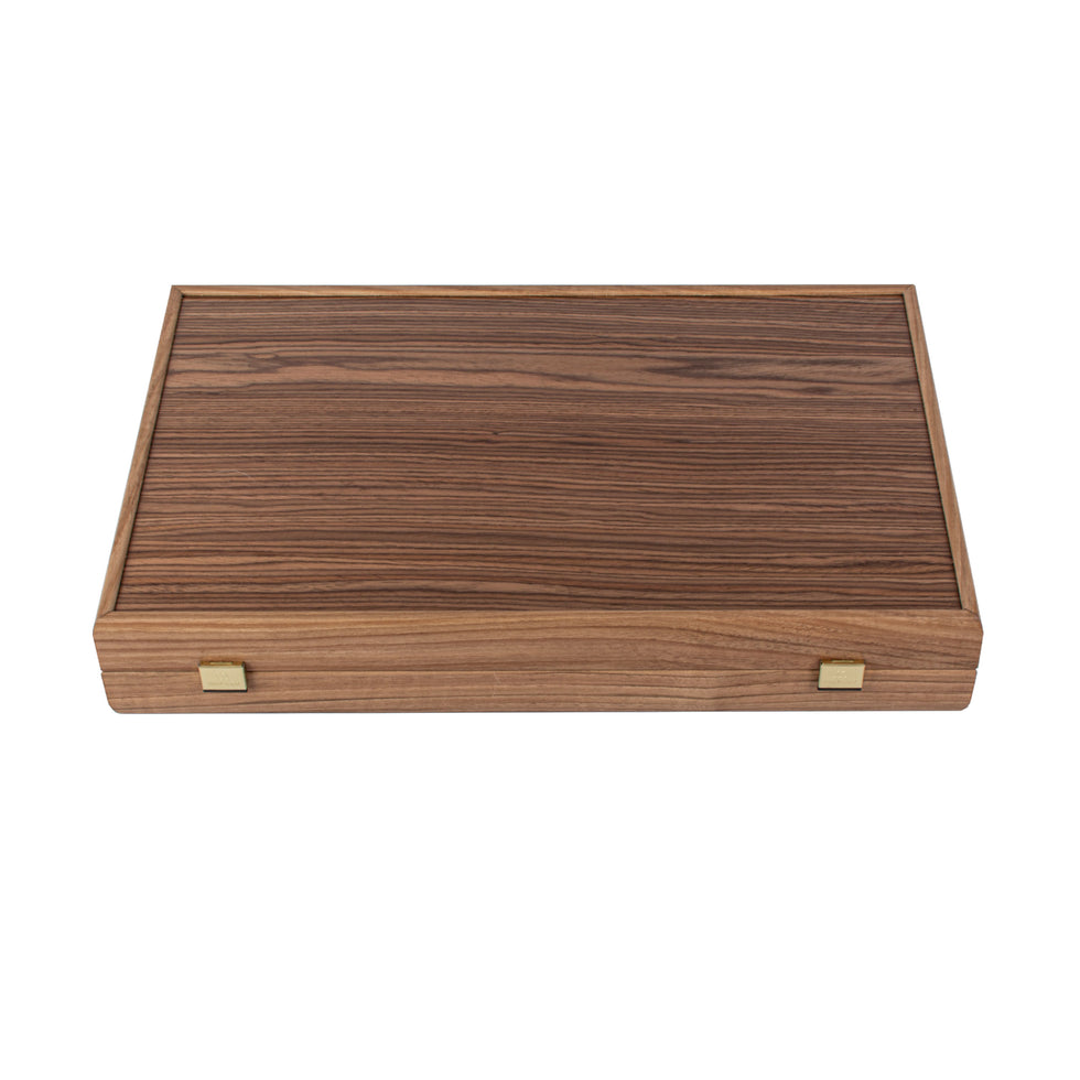 Premium Handcrafted Oak/Dark Red &amp; American Walnut Backgammon Set with Side Racks - Elegant Marquetry Design 48x60cm (by Manopoulos) (BKD1RED)