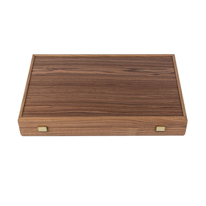 Premium Handcrafted Oak/Dark Red &amp; American Walnut Backgammon Set with Side Racks - Elegant Marquetry Design 48x60cm (by Manopoulos) (BKD1RED)