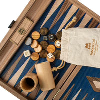 Premium Handcrafted Walnut with Blue Oak Backgammon Set 48x60cm (by Manopoulos)