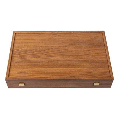 Premium Handcrafted Oak-Walnut Replica Wood Backgammon Set with Side Racks 48x60cm (by Manopoulos) (BXL1KD)