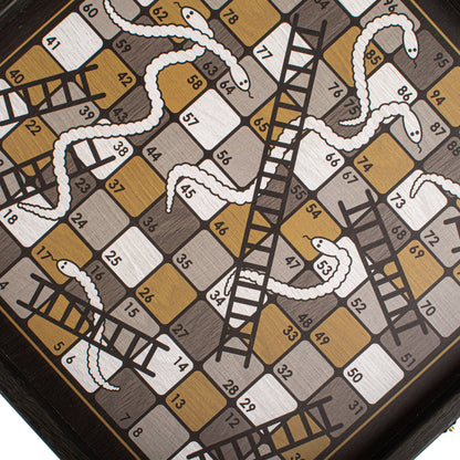 Handcrafted 5-in-1 Combo Game Collection - Chess, Backgammon, Ludo, Snakes &amp; Checkers - Modern Style (by Manopoulos) (CBLS34BLA)