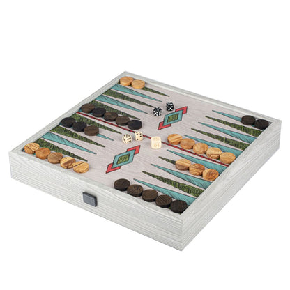 Handcrafted 5-in-1 Combo Game Collection - Chess, Backgammon, Ludo, Snakes &amp; Checkers - Hand Drawn (by Manopoulos) (CBLS34DRC)