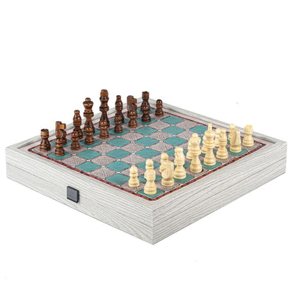 Handcrafted 5-in-1 Combo Game Collection - Chess, Backgammon, Ludo, Snakes &amp; Checkers - Hand Drawn (by Manopoulos) (CBLS34DRC)