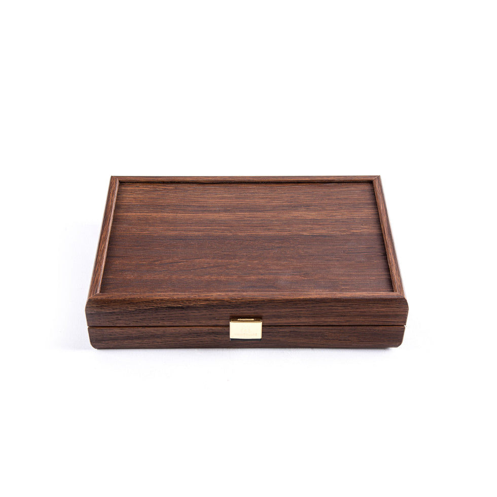 Handcrafted Luxury Domino Set in Dark Walnut Replica Wooden Case (by Manopoulos) (DXL20)