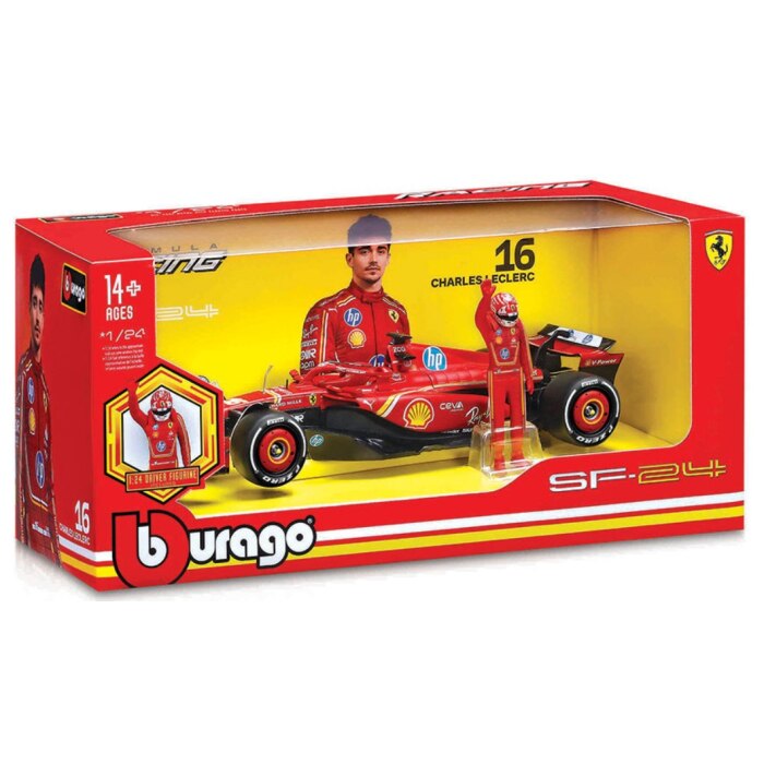 Bburago 1:24 Ferrari F1 SF-24 (2024) with driver figure - 4893993268238 - crystallotus.eu