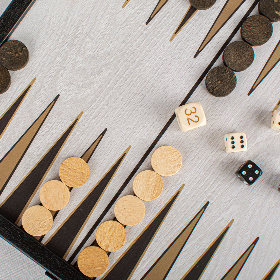 Modern 2-in-1 Combo Game Set - Chess &amp; Backgammon in Black Wenge Wooden Case 27 x 27cm (by Manopoulos) (STP28BLA)