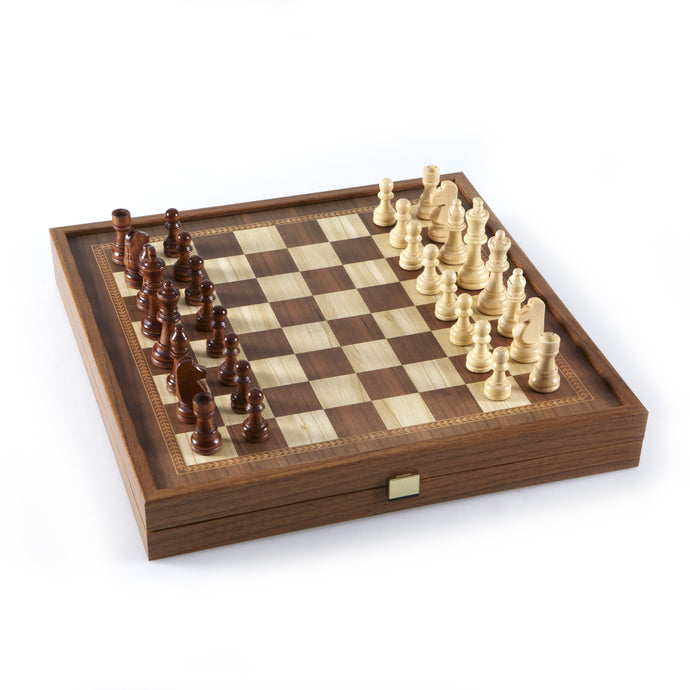Classic Style 2-in-1 Combo Game Set - Chess &amp; Backgammon in Walnut Case Large 41 x 41 cm (by Manopoulos) (STP36E)