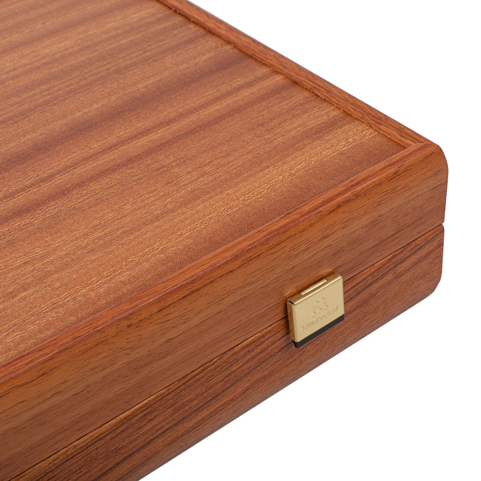 Handcrafted Mahogany &amp; Olive Wood Backgammon Set - Elegant Marquetry Design Large 48x52cm (by Manopoulos) (TM1E)