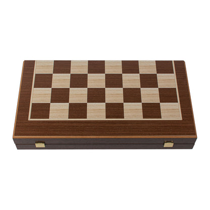 Premium Handcrafted Wenge 3-in-1 Chess, Backgammon, and Checkers Set - Elegant Marquetry Design 48x52cm (by Manopoulos) (TS1V)