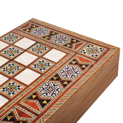 Handcrafted Backgammon Set Syrian Mural Print Large 38 x 20cm (by Manopoulos) (TSX2SY)