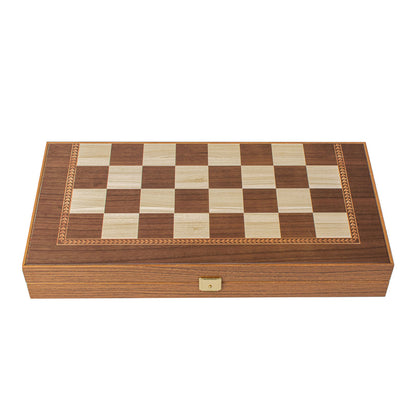 Handcrafted Backgammon Set Oak Wood Checkers Print - Medium Size 38x40cm (by Manopoulos)