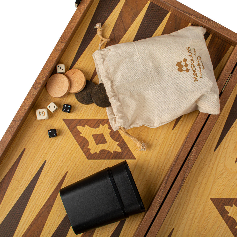 Premium Handcrafted Oak and Walnut Replica Backgammon Set 48x52cm (by Manopoulos) (TXL1KD)