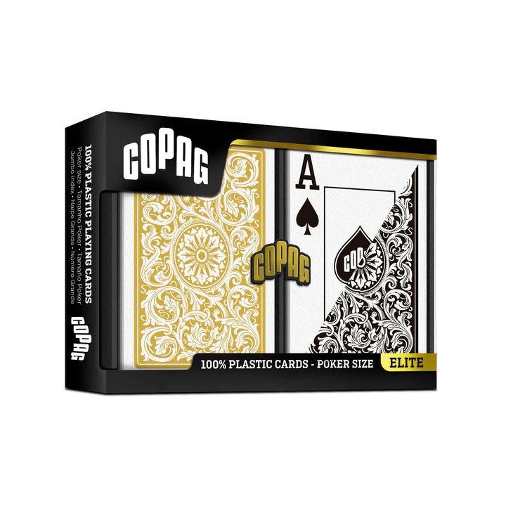 Copag - Elite 1546 Poker size Jumbo index Playing Cards Double Deck (Black &amp; Gold Color)