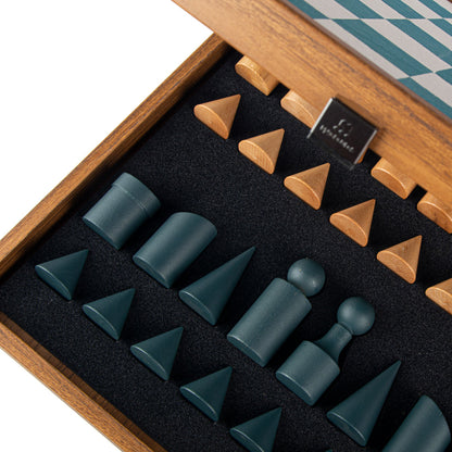 Bauhaus Style Turquoise &amp; White Chess Set - King&