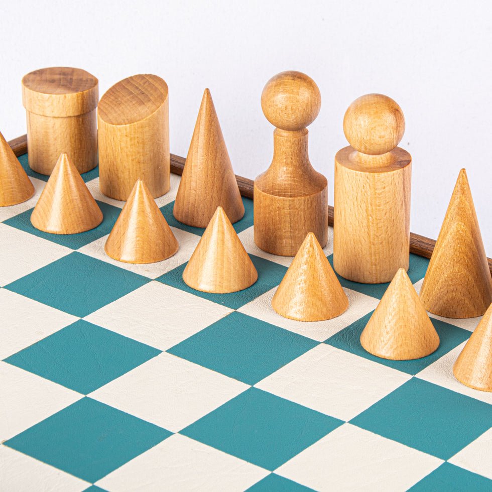 Bauhaus Style Turquoise &amp; White Chess Set - King&