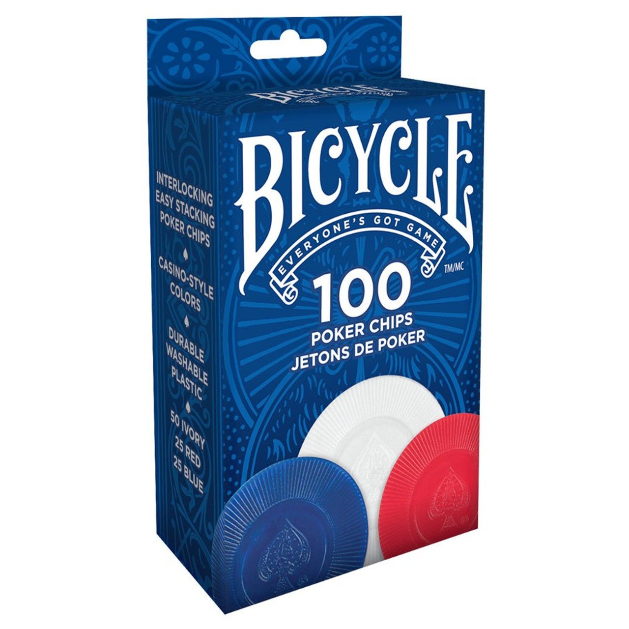 Bicycle 2 Gram Plastic Chips (100 Count Plastic Chip) - 073854001042 - CrystalLotus.eu