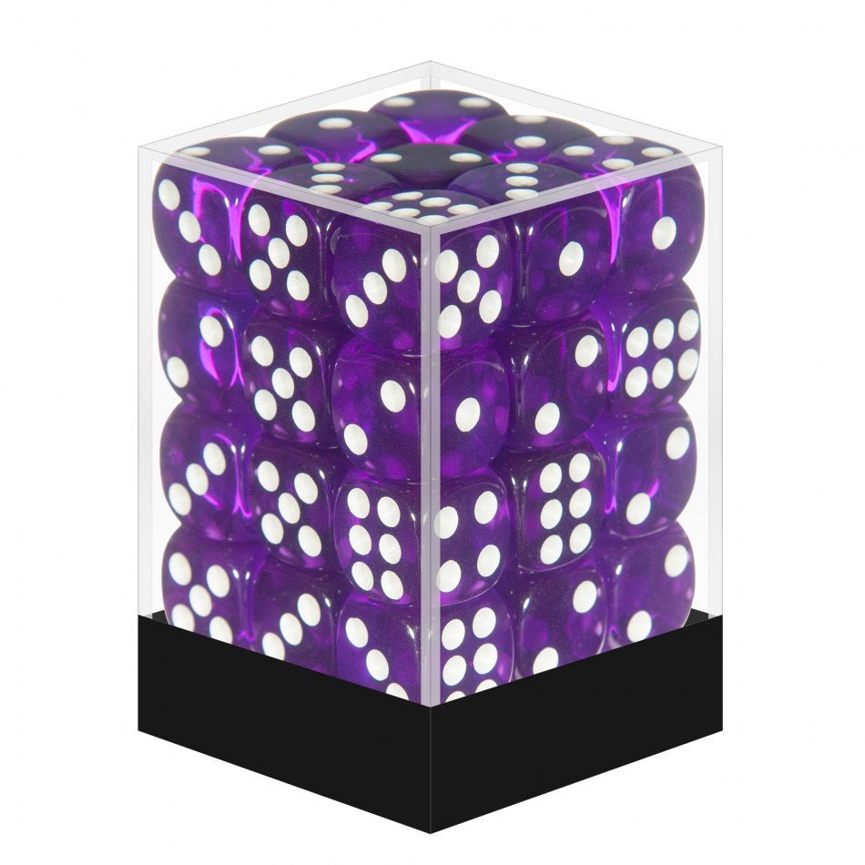 Blackfire Dice Cube - 12mm D6 36 Dice Set - Transparent Dark Purple - 8594054917008 - CrystalLotus.eu