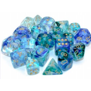 Chessex 7 Die Sets - Nebula TM Oceanic/gold Luminary 7 - Die Set - 601982032425 - CrystalLotus.eu