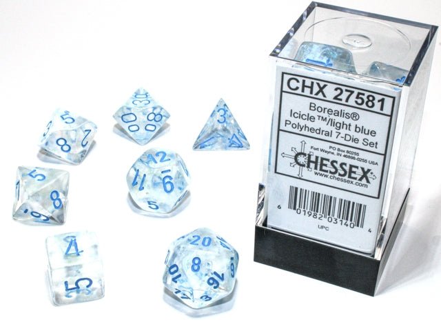 Chessex Borealis Polyhedral Icicle/light blue Luminary 7 - Die Set - 601982031404 - CrystalLotus.eu