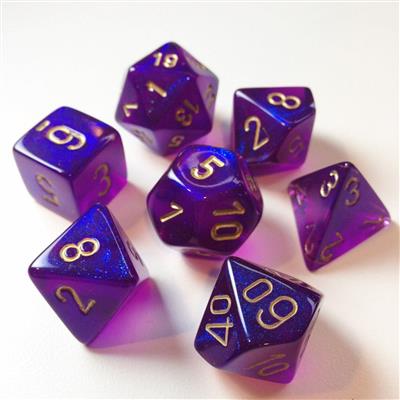 Chessex Borealis Polyhedral Royal Purple/gold Luminary 7 - Die Set - 601982031602 - CrystalLotus.eu