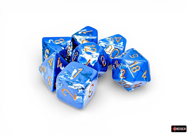 Chessex CHX24406 - Brush Wavebreak/gold Polyhedral 7-Dice Set - 601982047597 - Crystal Lotus