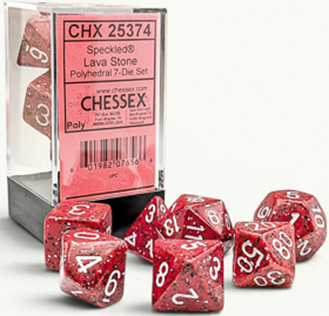 Chessex CHX25374 - Speckled Lava Stone Polyhedral 7-Dice Set - 601982076566 - Crystal Lotus