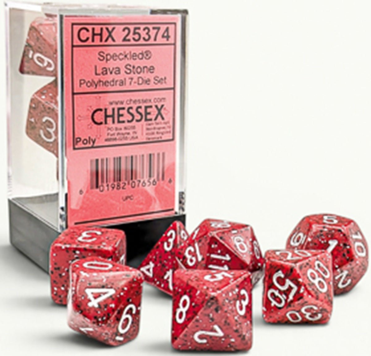 Chessex CHX25374 - Speckled Lava Stone Polyhedral 7-Dice Set - 601982076566 - Crystal Lotus