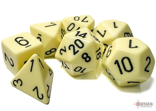 Chessex CHX25462 - Opaque Pastel Yellow/Black Polyhedral 7-Dice Set - 601982043124 - Crystal Lotus