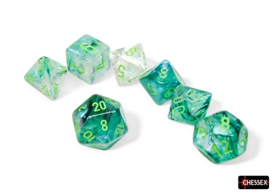 Chessex CHX27595 - Borealis Kelp/light green Polyhedral 7-Dice Set - 601982046309 - Crystal Lotus