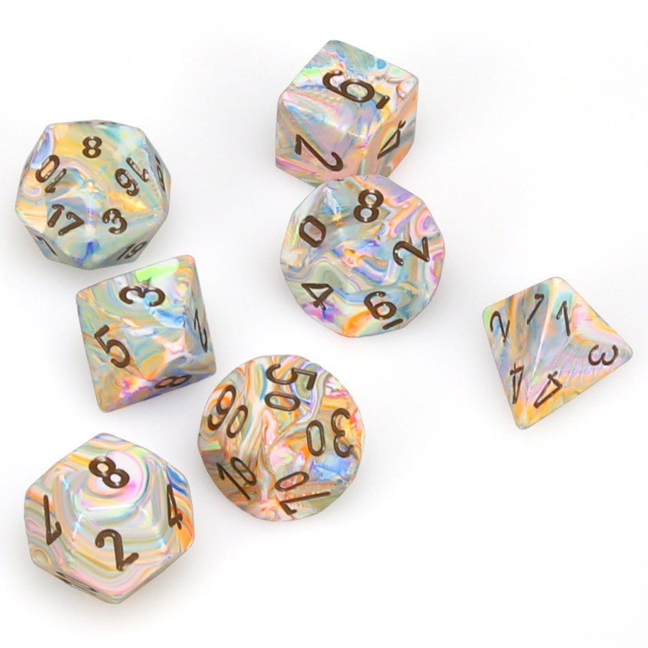 Chessex Festive 7 - Die Set - Virbrant w/brown - 601982024802 - CrystalLotus.eu