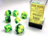 Chessex Gemini Polyhedral 7 - Die Set - Green - Yellow w/silver - 601982023096 - CrystalLotus.eu