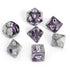 Chessex Gemini Polyhedral 7 - Die Set - Purple - Steel w/white - 601982022945 - CrystalLotus.eu