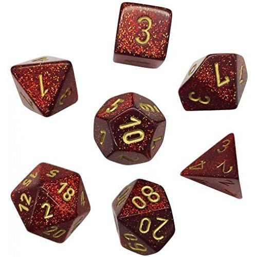 Chessex Glitter Mini - Polyhedral Ruby/gold 7 - Die Set - 601982035198 - CrystalLotus.eu