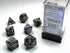 Chessex Lustrous 7 - Die Set - Black w/gold - 601982025038 - CrystalLotus.eu