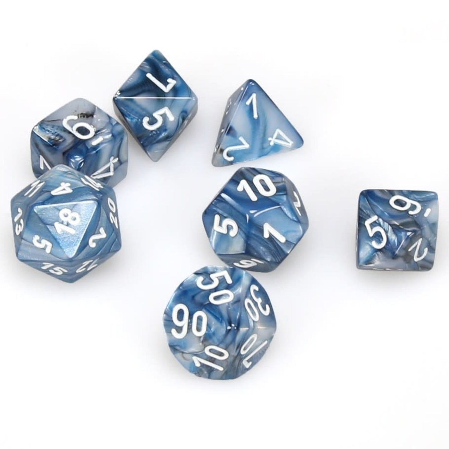 Chessex Lustrous 7 - Die Set - Slate w/white - 601982024987 - CrystalLotus.eu