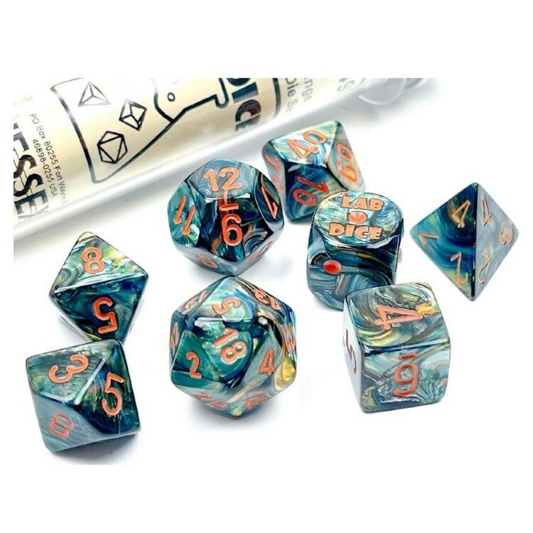 Chessex Lustrous Polyhedral Alpestris/orange 7 - Die Set - 601982036430 - CrystalLotus.eu