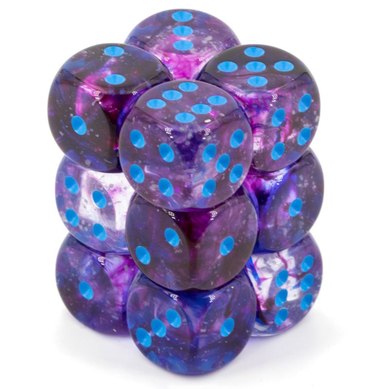 Chessex Nebula TM 16mm d6 Nocturnal/blue Luminary Dice Block (12 dice) - 601982032319 - CrystalLotus.eu