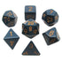 Chessex Opaque Polyhedral 7 - Die Sets - Dusty Blue w/gold - 601982021368 - CrystalLotus.eu