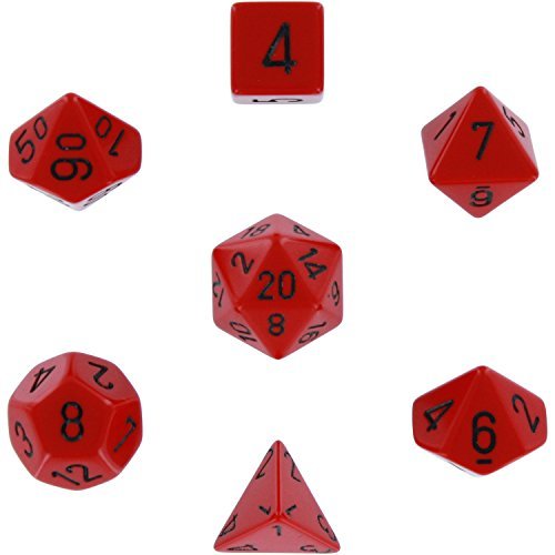 Chessex Opaque Polyhedral 7 - Die Sets - Red w/black - 601982021313 - CrystalLotus.eu