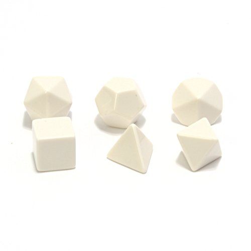 Chessex Opaque Polyhedral Set of 6 blank dice - 601982026554 - CrystalLotus.eu