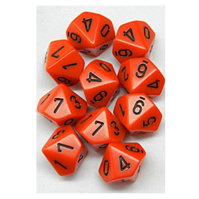 Chessex Opaque Polyhedral Ten d10 Set - Red/Black - 601982022471 - CrystalLotus.eu