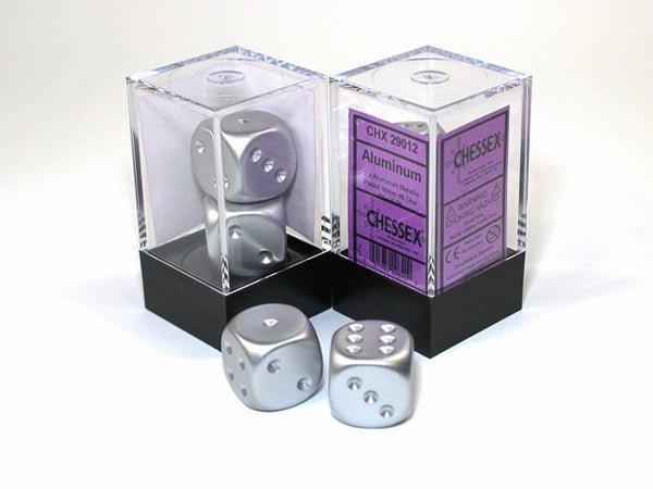 Chessex Specialty Dice Sets - Aluminum - Plated Metallic 16mm d6 with pips Pair (2) - 40487 - CrystalLotus.eu