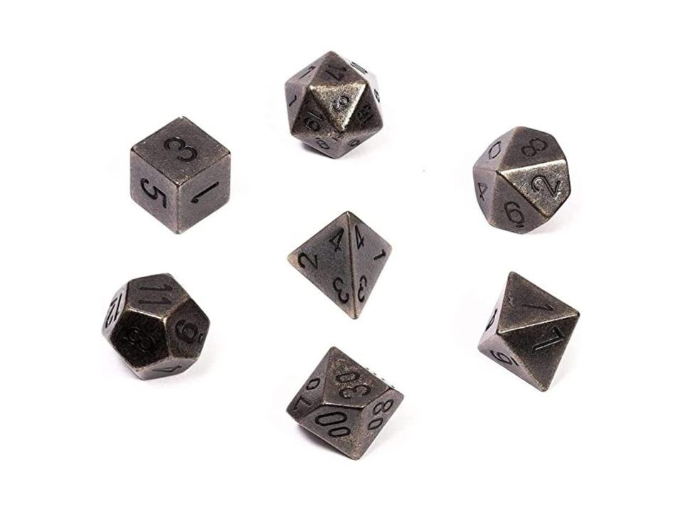 Chessex Specialty Dice Sets - Solid Dark Metal Colour Poly 7 die set - 601982009533 - CrystalLotus.eu